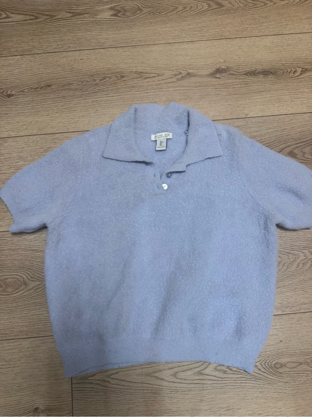 Rachel Zoe Pale Blue V-Neck Short Sleeve Sweater